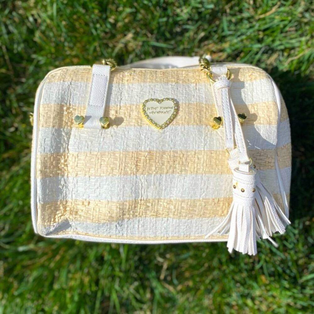 Betsey Johnson Striped Straw Handbag